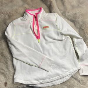 BNWT vineyard Vines Track Jacket the Shep Shirt White with Neon Pink and Yellow